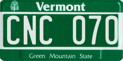 VT license plate CNC070