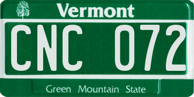 VT license plate CNC072