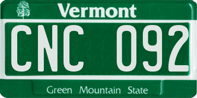 VT license plate CNC092