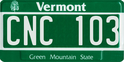 VT license plate CNC103