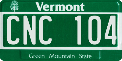VT license plate CNC104