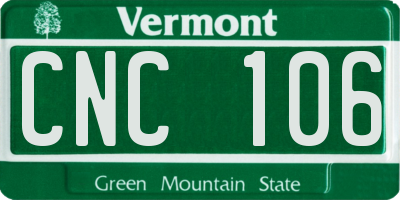 VT license plate CNC106
