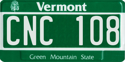VT license plate CNC108