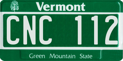 VT license plate CNC112