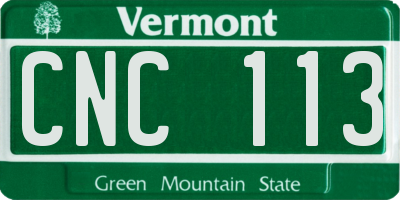VT license plate CNC113