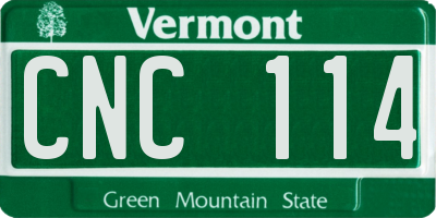 VT license plate CNC114