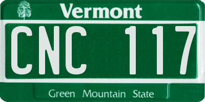 VT license plate CNC117