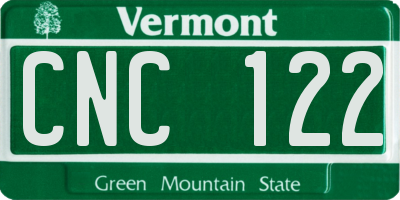 VT license plate CNC122