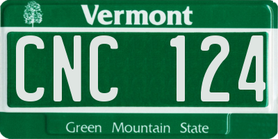 VT license plate CNC124