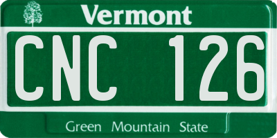 VT license plate CNC126