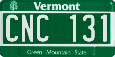 VT license plate CNC131