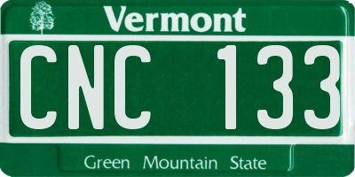 VT license plate CNC133