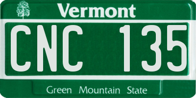 VT license plate CNC135