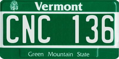 VT license plate CNC136