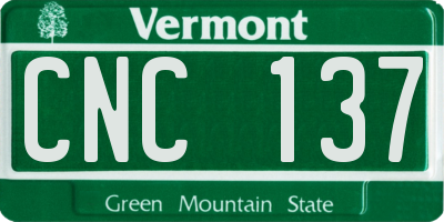 VT license plate CNC137