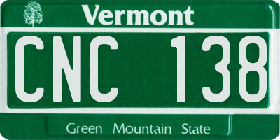 VT license plate CNC138