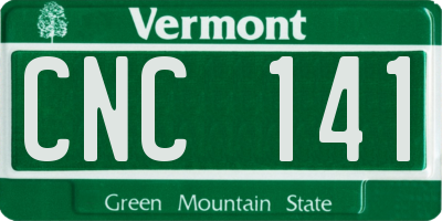 VT license plate CNC141