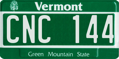 VT license plate CNC144