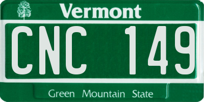 VT license plate CNC149