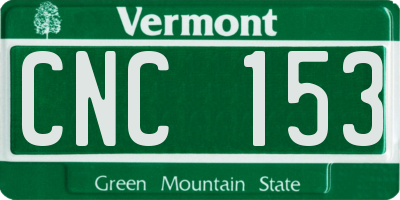 VT license plate CNC153
