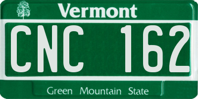 VT license plate CNC162
