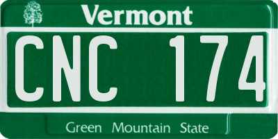 VT license plate CNC174