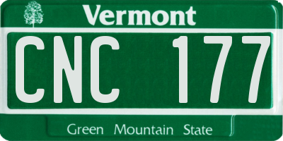 VT license plate CNC177