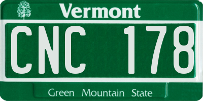 VT license plate CNC178