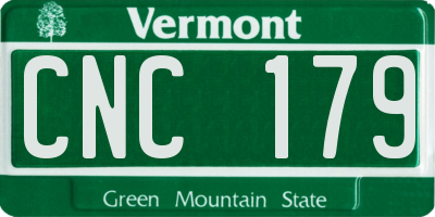VT license plate CNC179