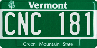 VT license plate CNC181