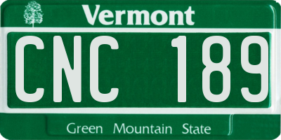 VT license plate CNC189