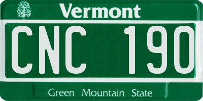 VT license plate CNC190