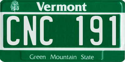 VT license plate CNC191
