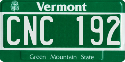 VT license plate CNC192