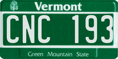 VT license plate CNC193