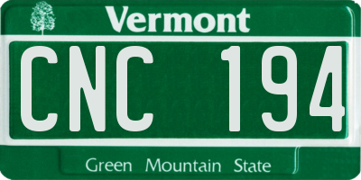 VT license plate CNC194