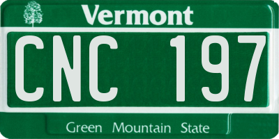 VT license plate CNC197