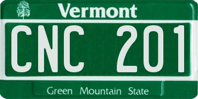 VT license plate CNC201