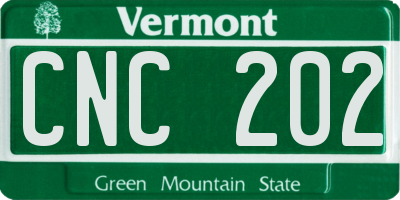 VT license plate CNC202