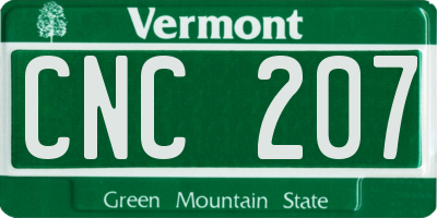 VT license plate CNC207