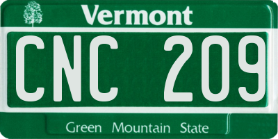 VT license plate CNC209