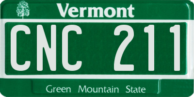 VT license plate CNC211