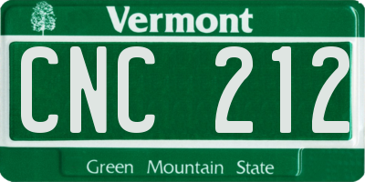 VT license plate CNC212