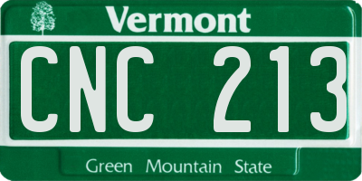 VT license plate CNC213