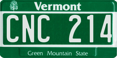 VT license plate CNC214