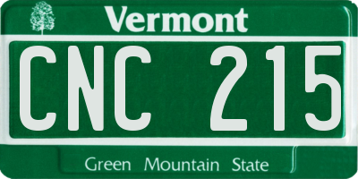 VT license plate CNC215