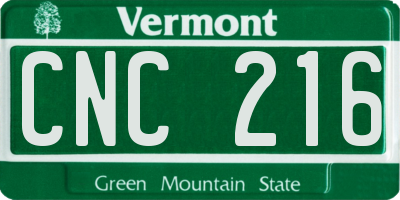 VT license plate CNC216