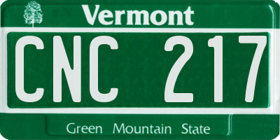 VT license plate CNC217