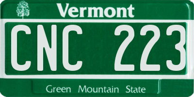 VT license plate CNC223