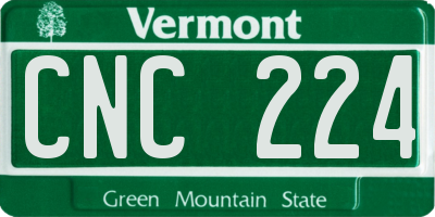 VT license plate CNC224